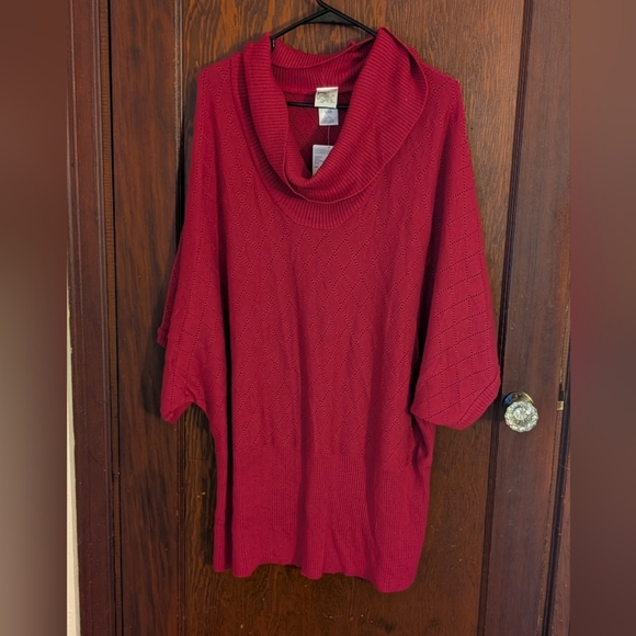 New With Tags JMS Just My Size Raspberry Cowl Neck Shower Sleeve Knit Blouse 3X - Picture 1 of 5